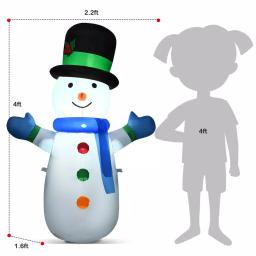 Costway 4 ft. Inflatable Christmas Snowman with LED Lights, Weather Resistant Indoor/Outdoor Holiday Decor thumbnail 4