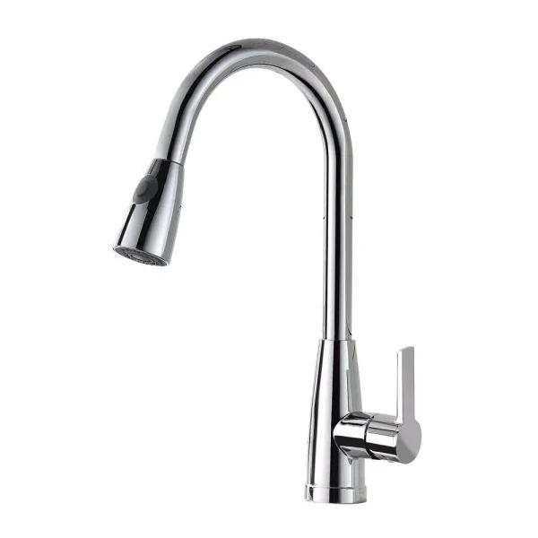 Vanity Art Chrome Single-Handle Pull-Down Kitchen Faucet with 360 Degree Swivel Spout