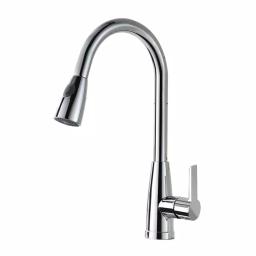 Vanity Art Chrome Single-Handle Pull-Down Kitchen Faucet with 360 Degree Swivel Spout thumbnail 1