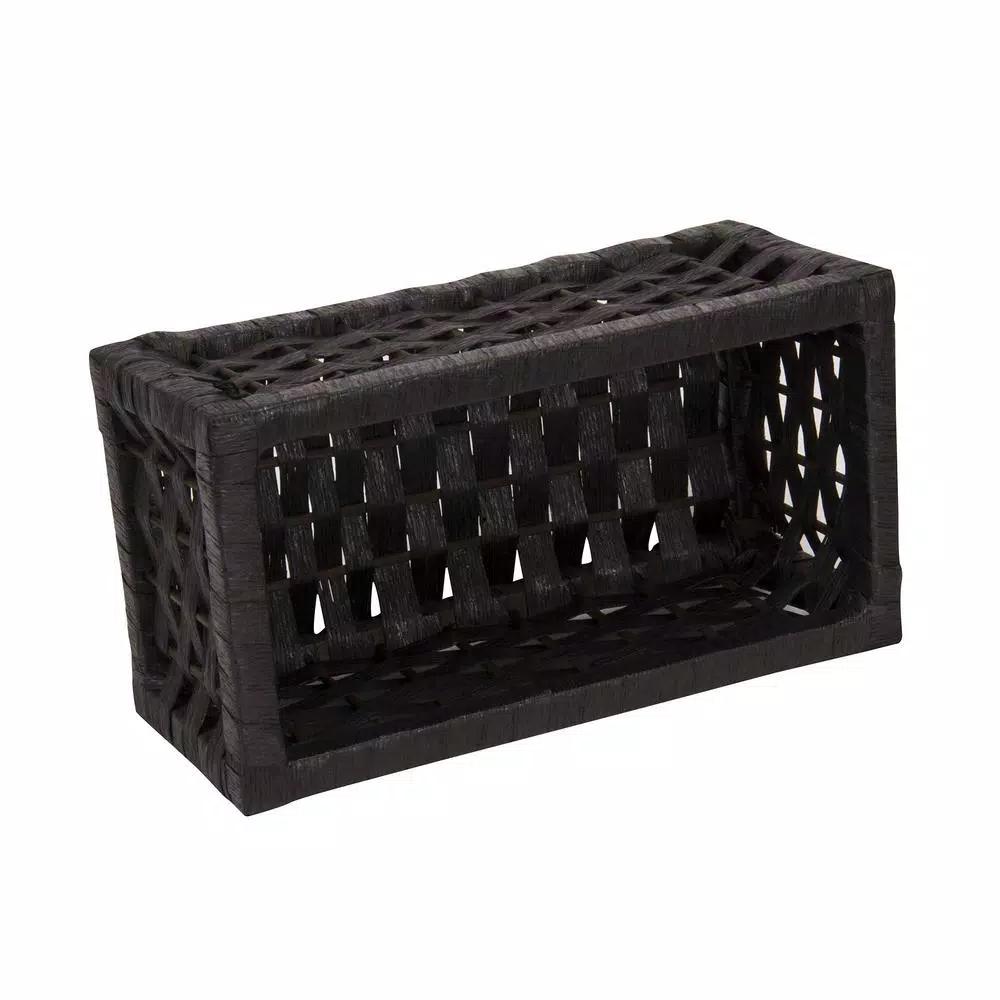 Household Essentials Black Paper Rope Wicker Utility Basket Set of 3 with Washable Cotton Liners