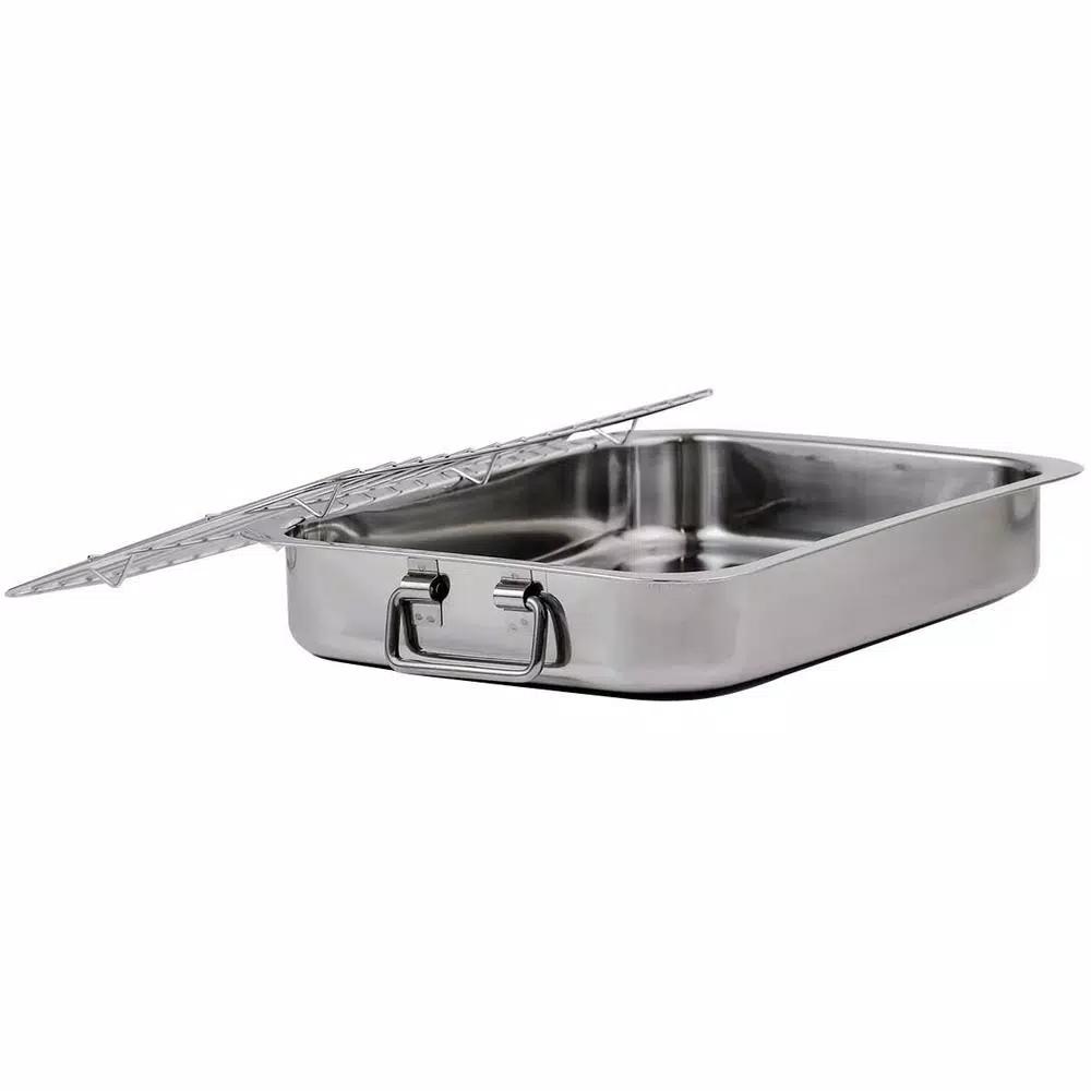 Ovente 13 x 9.3 in. Stainless Steel Roasting Pan with Wire Rack and Handles