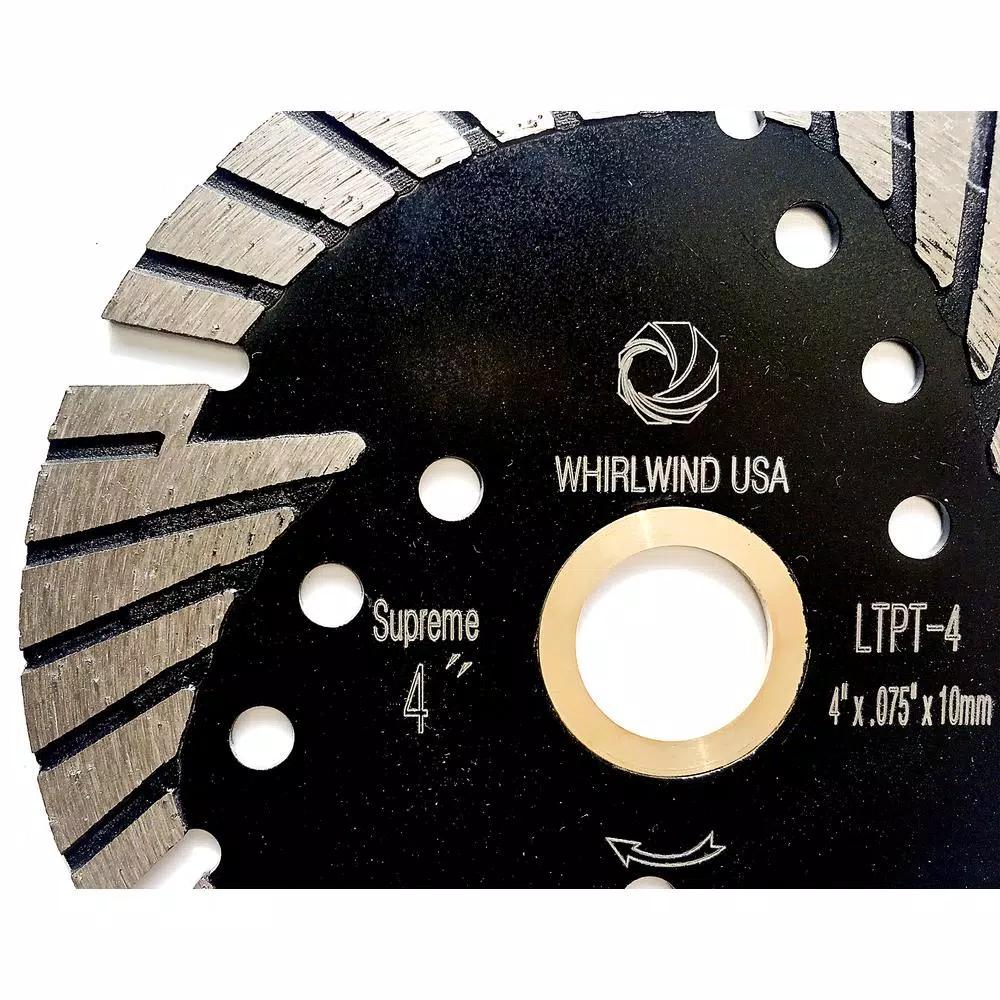 Whirlwind USA 4 in. Turbo Segmented Diamond Saw Blade for Granite, Marble, and Concrete