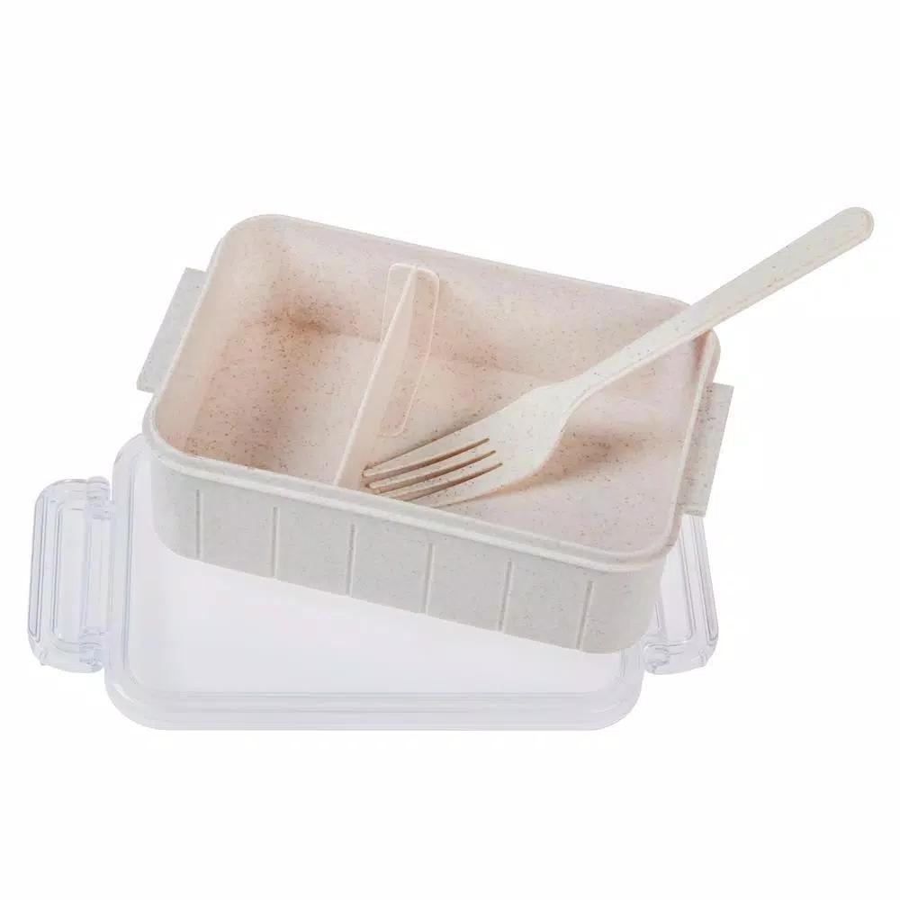 Kitchen Details Simplify Eco-Friendly Natural Plant Fiber Lunch Box Set, 2 Pack, Beige