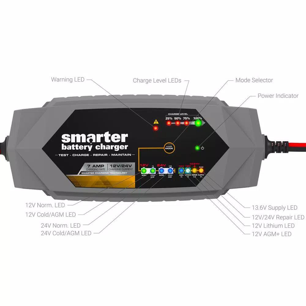 Smartech Products IC-7000 12V/24V 7A Smart Automotive Battery Charger, Maintainer & Repairer