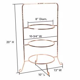 Creative Home 3-Tier Copper Plated Iron Cake & Tiered Stand, Handcrafted Serving Rack for Desserts and Fruit thumbnail 3
