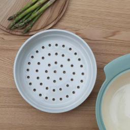 BergHOFF Ron 3-Piece Stoneware Steamer Insert and Covered Bowl Set, White thumbnail 6