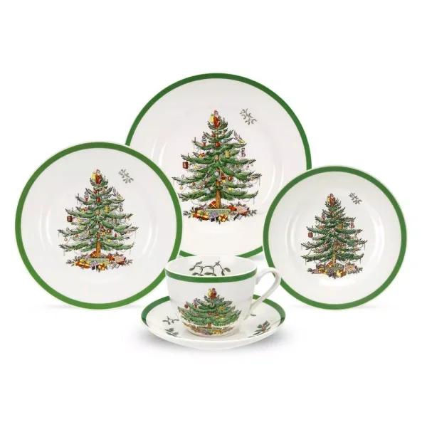 Spode Christmas Tree 5-Piece Ceramic Dinnerware Set, Service for 1