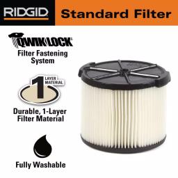 RIDGID Replacement Filter Set: VF3400 Pleated Paper & VF3700 Foam Filter for 3 to 4.5 Gal. Wet/Dry Vacuums thumbnail 6