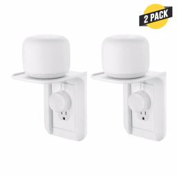 Wasserstein AC Outlet Mount for Google Nest WiFi, Nest Mini, and Nest Hub - Wall Outlet Shelf (2-Pack) thumbnail 1