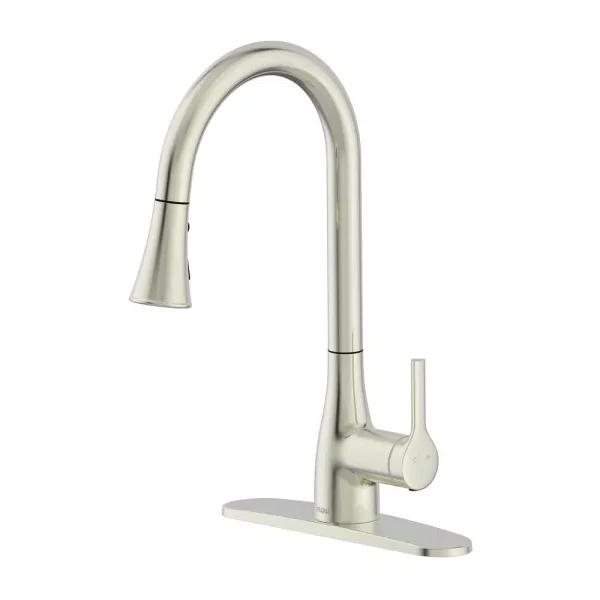 FLOW Series Classic Single-Handle Pull Down Kitchen Faucet, Brushed Nickel