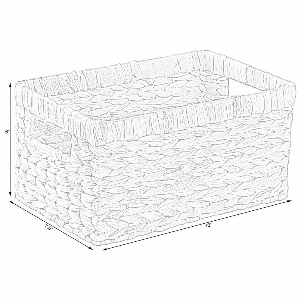 Vintiquewise Natural Water Hyacinth Rectangular Storage Bin Basket with Cutout Handles