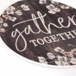P Graham Dunn Gather Together Oversized Brown Washed Wood Wall Decor - Rustic Barrel Lid Style thumbnail 3