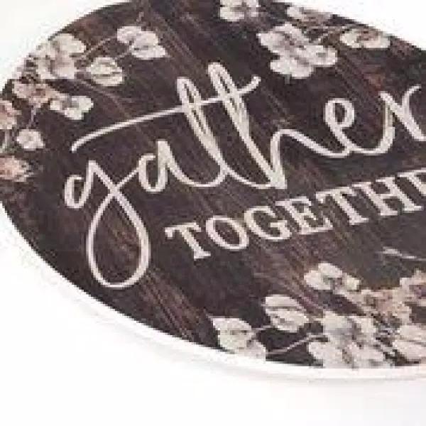 P Graham Dunn Gather Together Oversized Brown Washed Wood Wall Decor - Rustic Barrel Lid Style