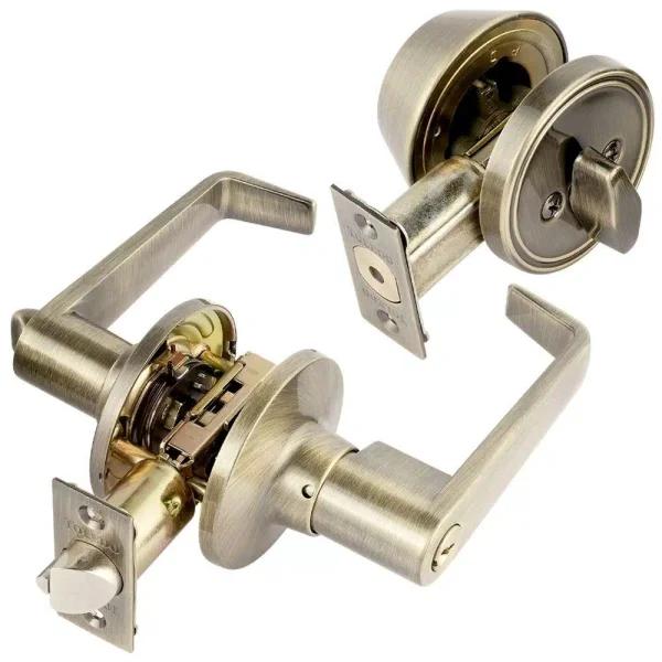 Toledo Fine Locks Segovia Single Cylinder Keyed Entry Combo Set, Antique Brass