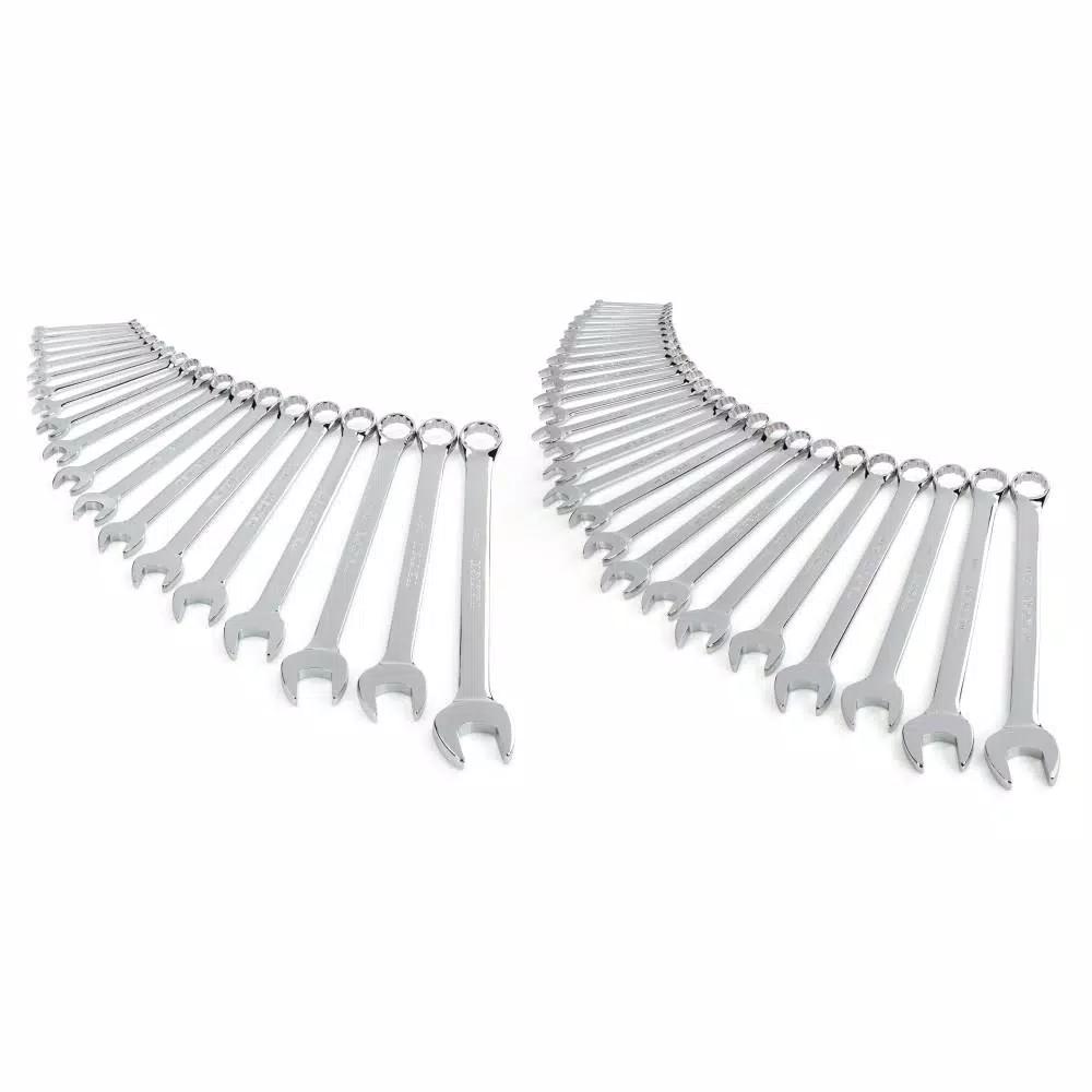 TEKTON 46-Piece Combination Wrench Set, SAE and Metric (1/4 in. - 1-1/4 in. & 6 mm - 32 mm)