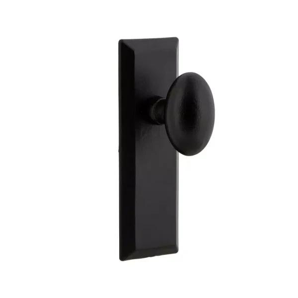 Unbranded Ageless Iron Black Iron Double Dummy Door Knob with Aeg Elliptical Knob and Long Plate
