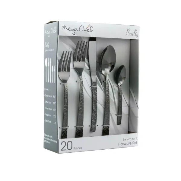 MegaChef Baily 20-Piece Black Stainless Steel Flatware Set, Service for 4
