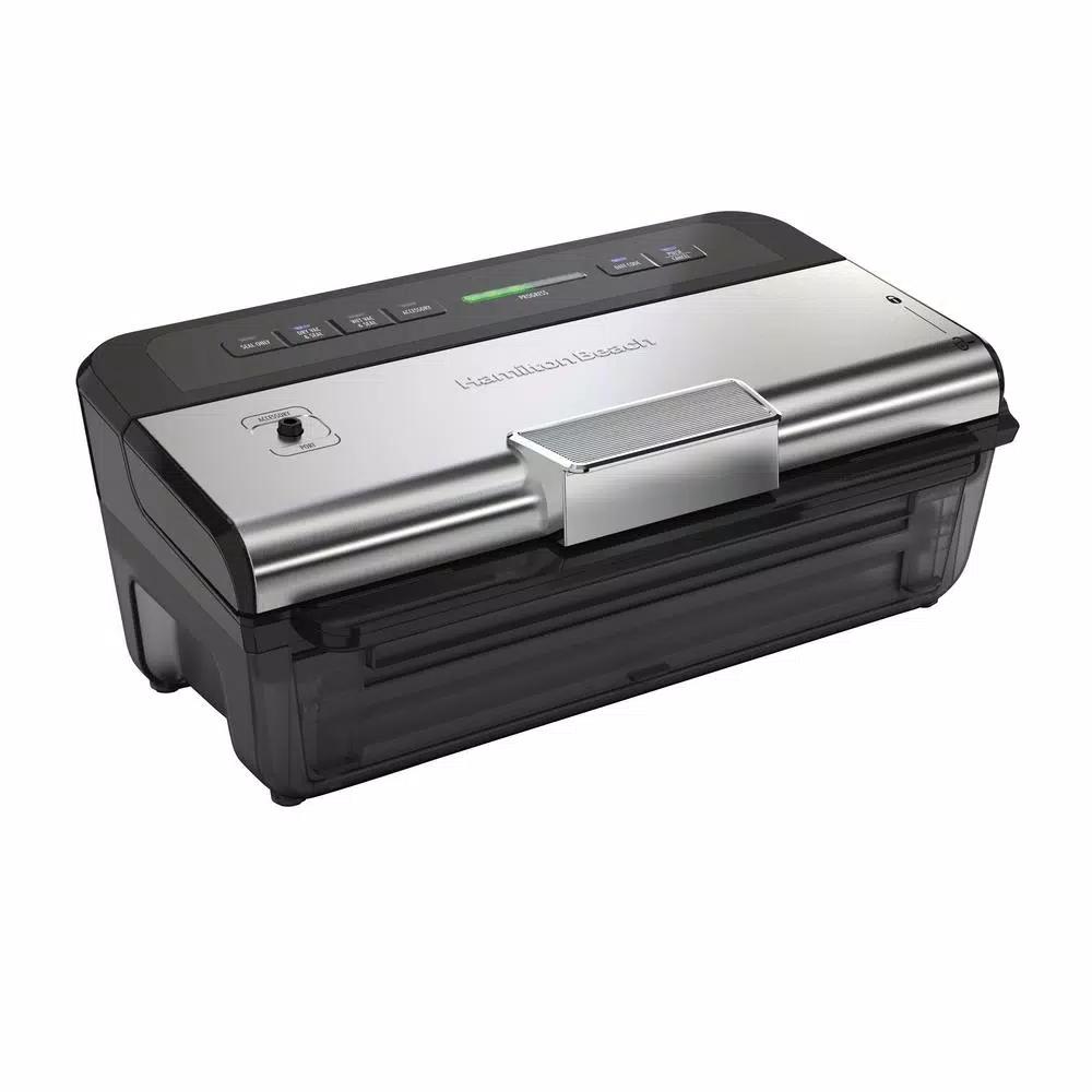 Hamilton Beach NutriFresh Vacuum Sealer with Liquid Sealing, Date Coder, and Starter Kit - Black/Silver