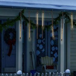 Alpine Corporation Hanging Icicle Lights, Chasing Warm White LED, 540 Count thumbnail 2