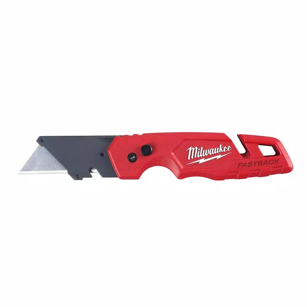 Milwaukee FASTBACK Folding Utility Knife Set with Blade Storage and 50-Pack General Purpose Blades