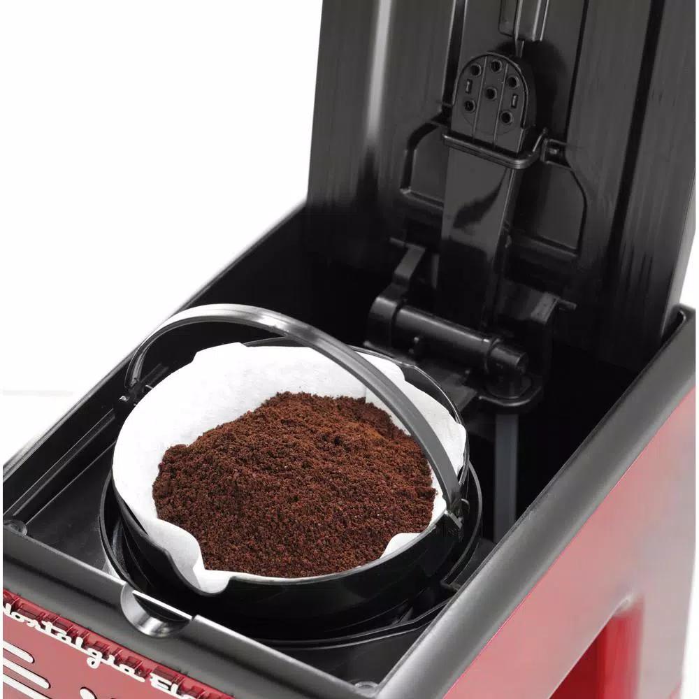 Nostalgia 12-Cup Red Programmable Drip Coffee Maker with Keep Warm Function and LED Display