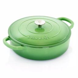 Crock-Pot Artisan 5 Qt. Round Enameled Cast Iron Braiser Pan with Self-Basting Lid, Pistachio Green thumbnail 1