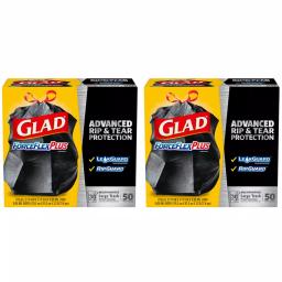 Glad ForceFlexPlus 30 Gallon Black Drawstring Large Outdoor Trash Bags, 50-Count (2-Pack) thumbnail 1