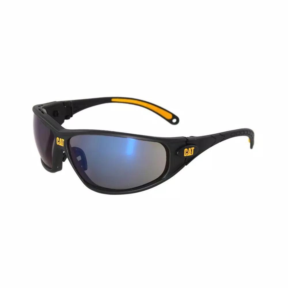 CAT Safety Glasses with Blue Mirror Lens and Protective Case