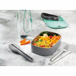 BergHOFF Leo Lunch Set with Bento Box, 40oz Water Bottle, and 3-Piece Stainless Steel Flatware - Gray and Mint thumbnail 2