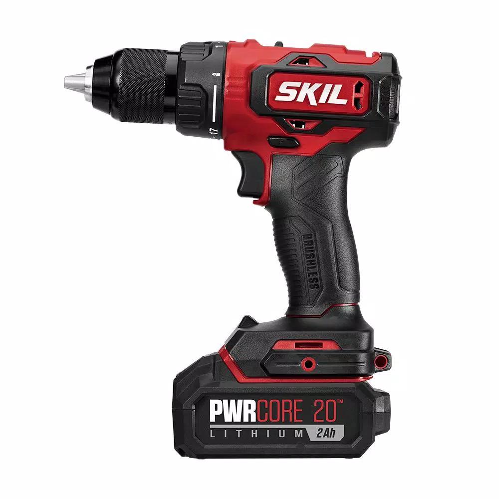 Skil PWRCore 20V Brushless 1/2 in. Cordless Drill Driver Kit with 2.0Ah Battery and PWRJump Charger