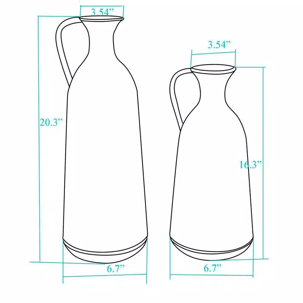Winsome House 2-Piece White Metal Roma Pitcher Vase Set - Distressed Shabby Chic Urn Style