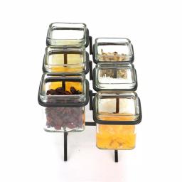 Mind Reader 6-Compartment Black Metal Condiment Server with 6 Removable 8 oz Glass Jars thumbnail 3