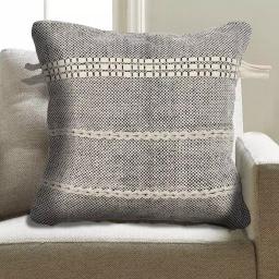 LR Resources Zanthia Black and Natural Striped Hypoallergenic 100% Cotton 20 in. x 20 in. Throw Pillow thumbnail 5