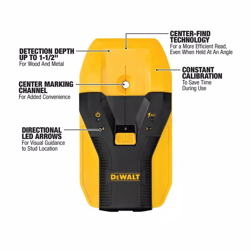DEWALT Center Sensor Stud Finder with Metal and AC Wire Detection, 1.5 in. Depth