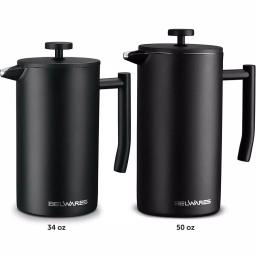 Belwares 34 oz. Black Stainless Steel French Press Coffee Maker thumbnail 4
