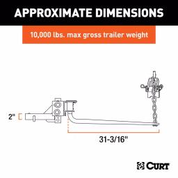 CURT MV Round Bar Weight Distribution Hitch, 8,000-10,000 lbs. GTW, 31-3/16 in. Bars thumbnail 3