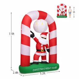 Costway 7.5 ft. Christmas Inflatable Santa Claus Archway Yard Decoration with Lights thumbnail 2