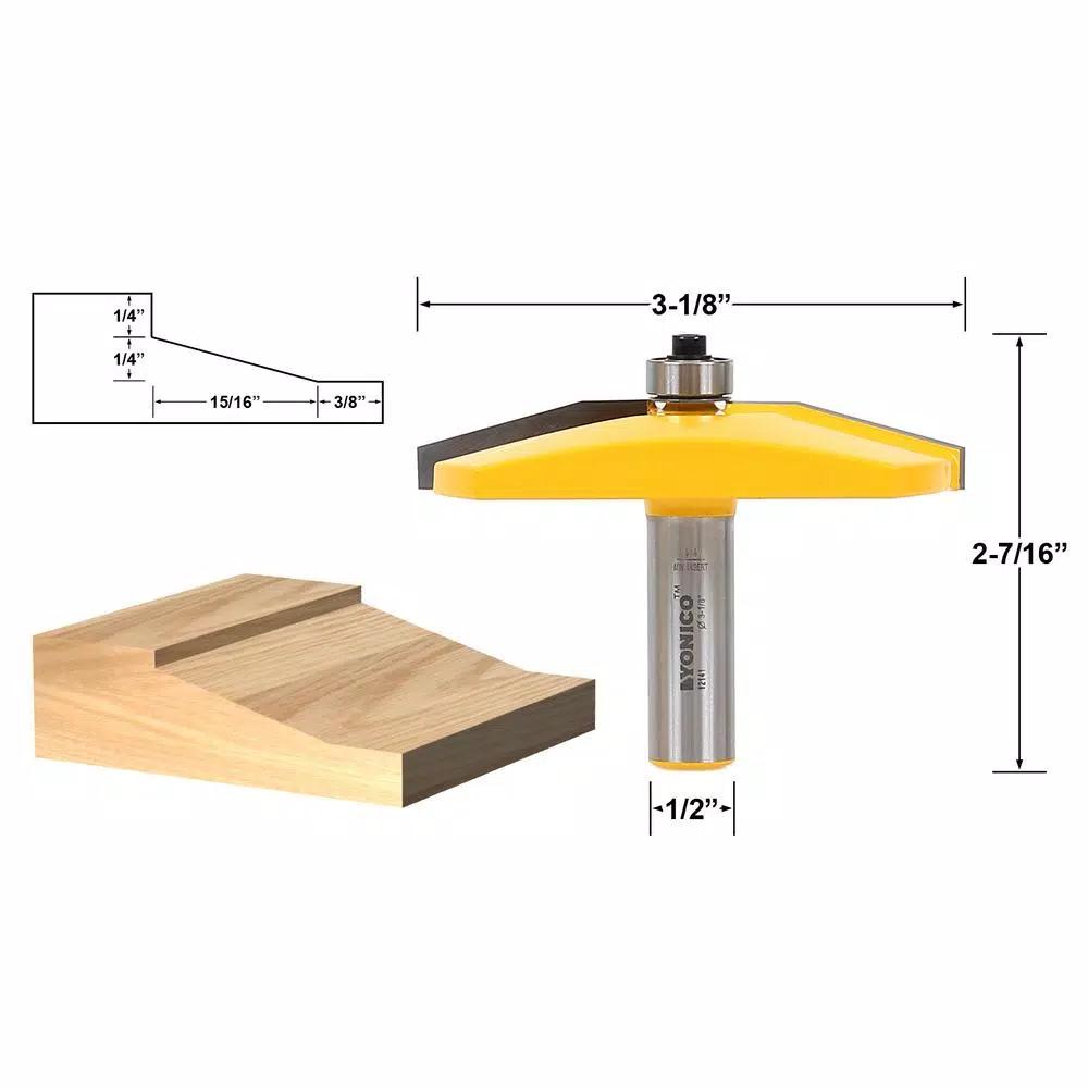 Yonico 3-1/8 in. Raised Panel Bevel Router Bit with 1/2 in. Shank Carbide Tipped
