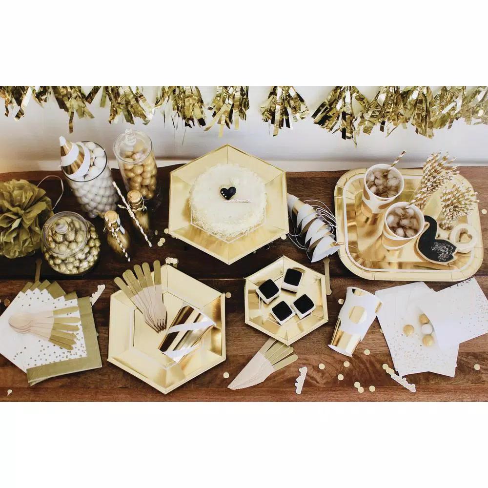 Sugar Plum Party SugarPum Boho Collection 50-Piece Glam Gold and White Assorted Disposable Paper Straws