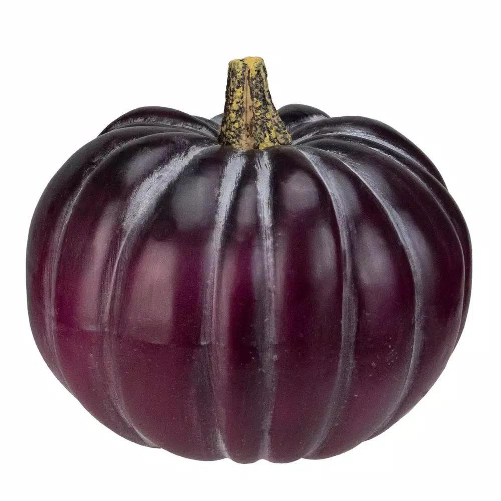 Northlight Dark Purple Round Pumpkin Fall Harvest Tabletop Decoration, 9 in. H