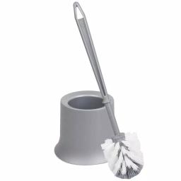 Unbranded Gray Plastic Toilet Brush with Holder, Tapered Nylon Bristles, Compact Design thumbnail 4