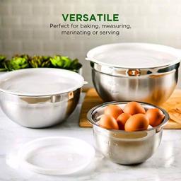 Ovente 3-Piece Stainless Steel Mixing Bowls Set with Lids thumbnail 7
