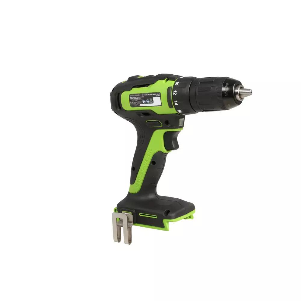 Greenworks 24V Cordless Brushless Hammer Drill Driver, 1/2 in. Keyless Chuck, Tool Only