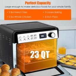 Costway 23 Qt. 12-in-1 Air Fryer Oven with Rotisserie, 1700W Convection Toaster Oven, Black thumbnail 4