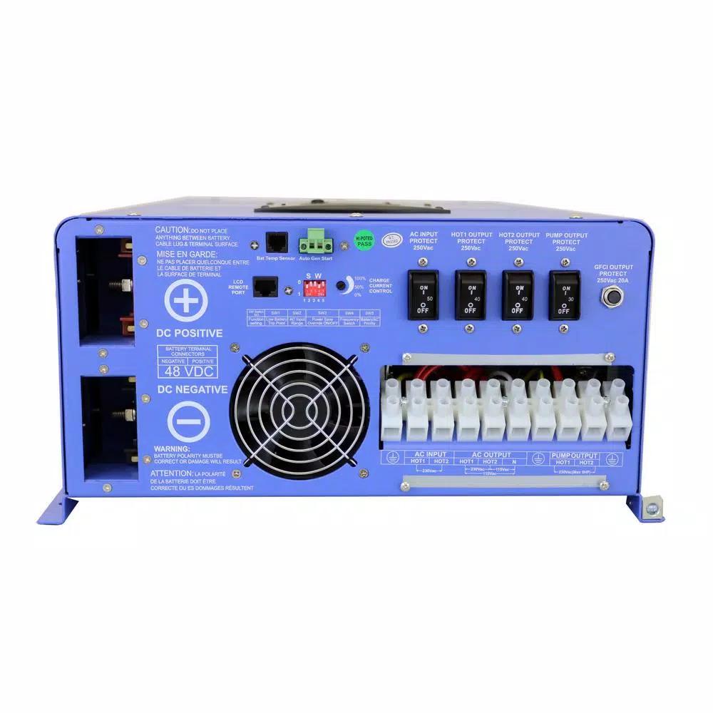 AIMS Power 12,000W Pure Sine Inverter Charger, 48V DC to 120V/240V AC Split Phase, ETL Listed