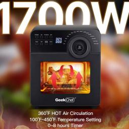 Geek Chef 1700W 15 Qt. Large Capacity Air Fryer with Rotisserie and 16 Preset Modes, Black thumbnail 4