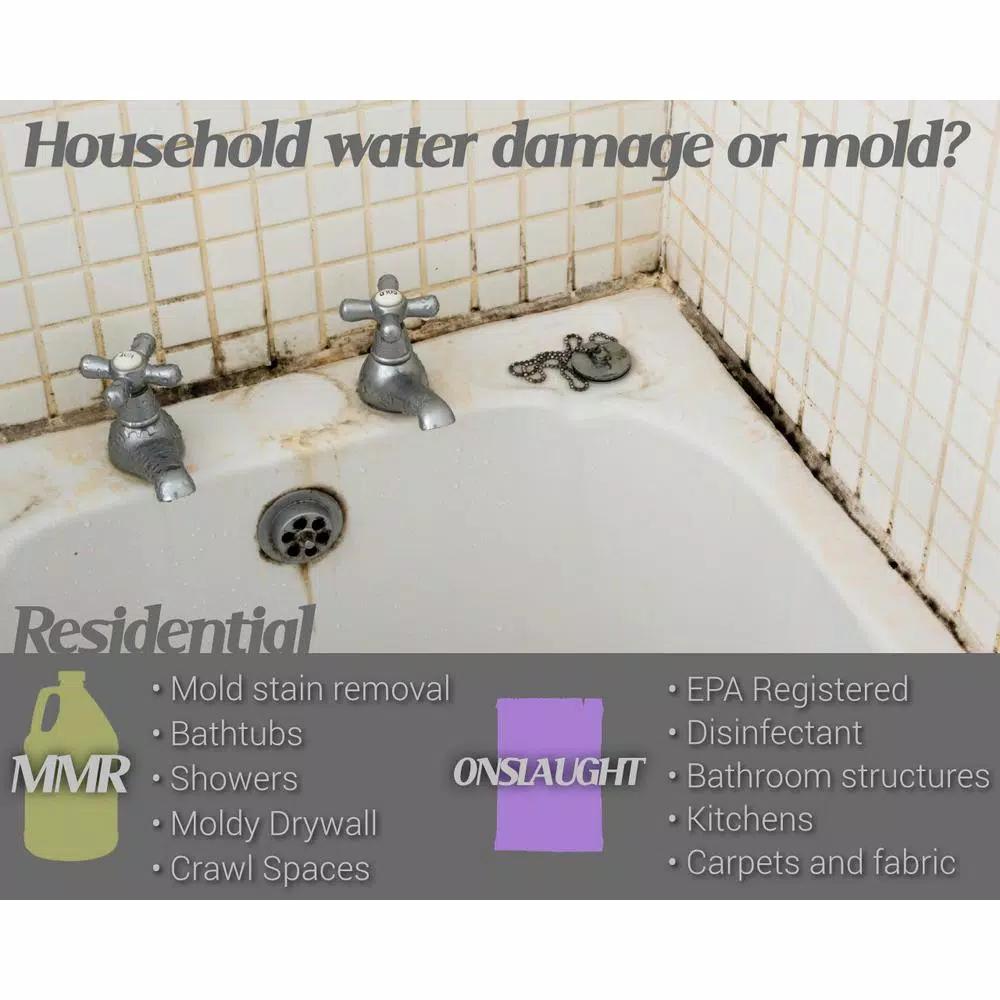 MMR Mold & Mildew Stain Remover (1 Gal) & Onslaught Disinfectant (2 oz Concentrate) 2-Step Combo Pack