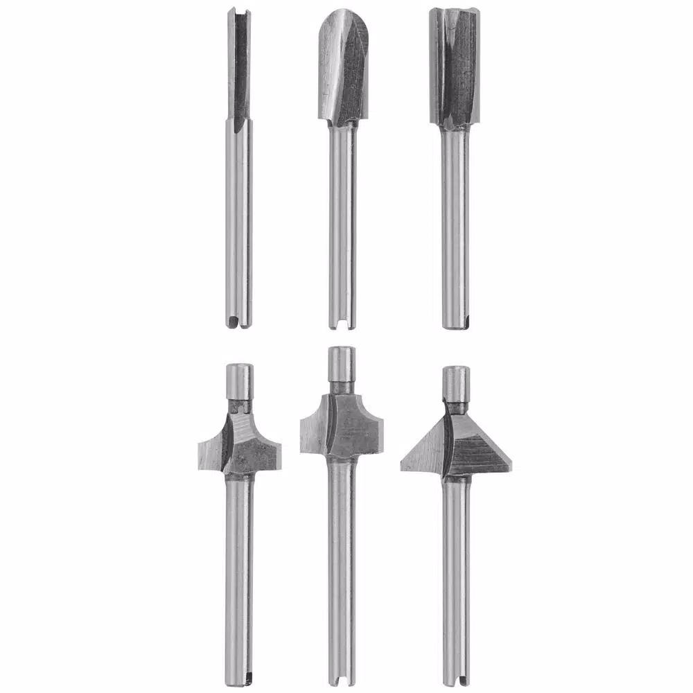 Dremel Plunge Router Attachment with 6-Piece High-Speed Steel Router Bit Set for Woodworking
