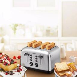 Boyel Living 1500W 4-Slice Wide Slot Toaster with Dual Independent Control Panels, Silver thumbnail 2