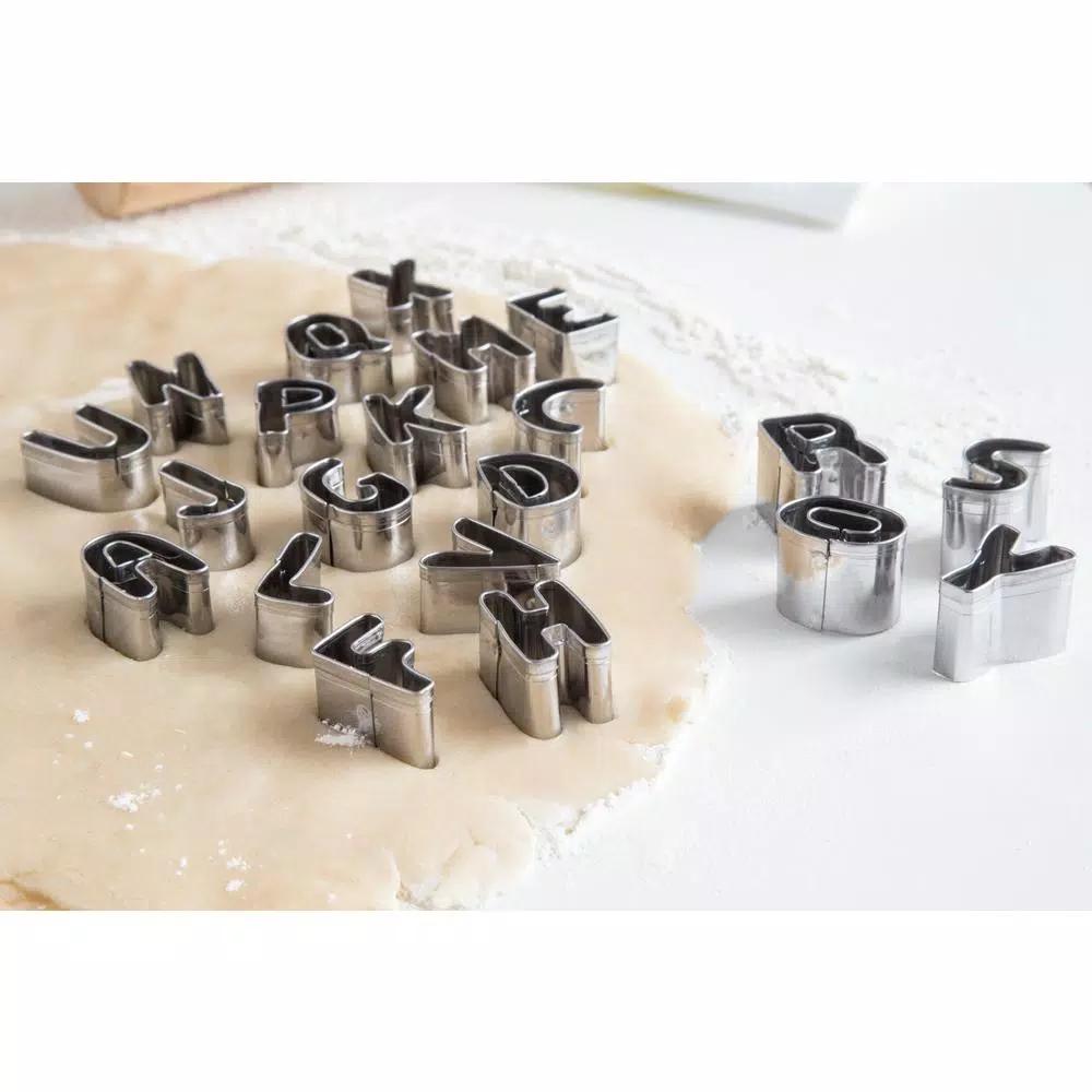 Fox Run 26-Piece Alphabet Cookie Cutter Set - Stainless Steel Letter Cutters